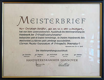master craftsman certificate Christoph Schäfer, 23.4.2015 